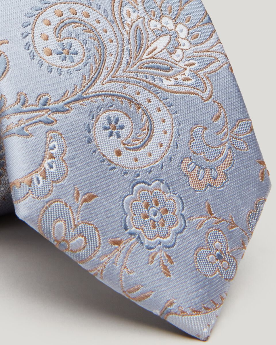 Light Blue Two-Tone Floral Jacquard Silk Tie